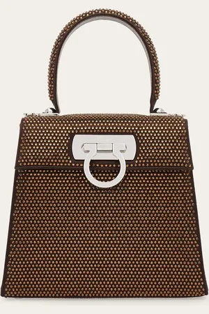 Salvatore Ferragamo Iconic Top Handle con cristales (S) Marrón