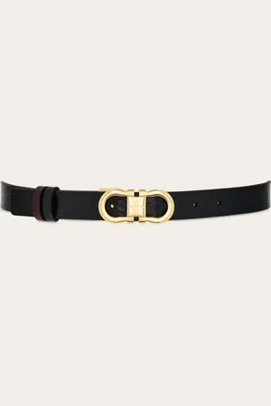 Salvatore Ferragamo Cinturón ajustable y reversible Gancini Negro
