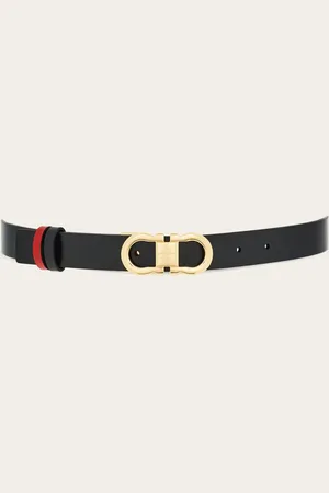 Salvatore Ferragamo Cinturón ajustable y reversible Gancini Negro