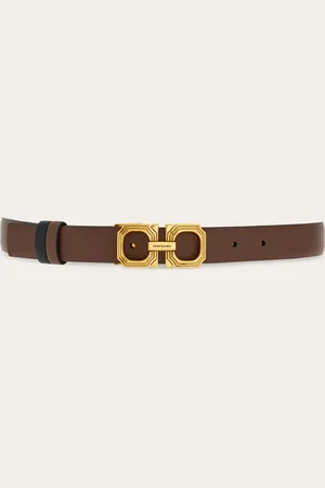 Salvatore Ferragamo Cinturón reversible y ajustable Gancini cuadrado Marrón