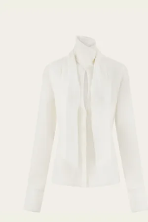 Salvatore Ferragamo Camisa con lazo Monogram Blanco