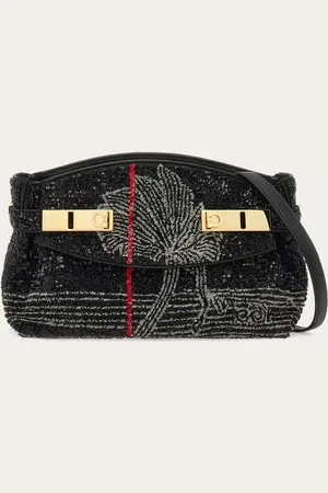 Salvatore Ferragamo Bolso bandolera Hug Soft con lentejuelas (XS) Negro