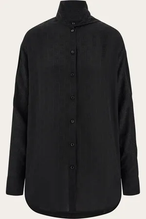 Salvatore Ferragamo Blusa con cuello lazada Negro