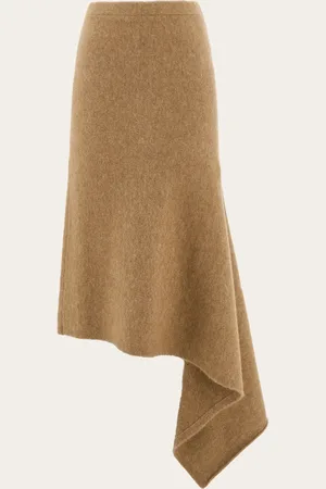 Salvatore Ferragamo Falda asimétrica con seda y alpaca