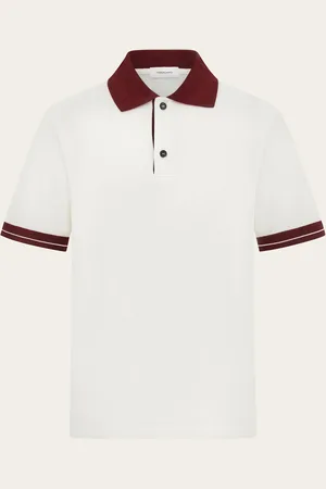 Salvatore Ferragamo Polo manga corta color block Blanco