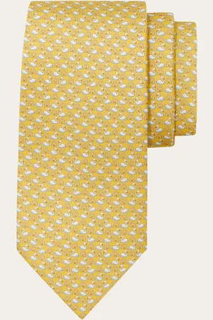 Salvatore Ferragamo Corbata de seda estampado Cisne Amarillo