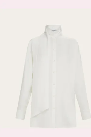 Salvatore Ferragamo Blusa con cuello lazada Blanco