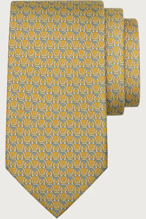 Salvatore Ferragamo Corbata de seda estampado Gancini Amarillo