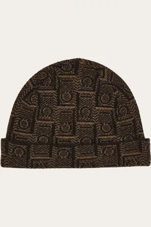 Salvatore Ferragamo Gorro beanie monogram Marrón