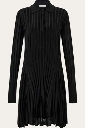 Salvatore Ferragamo Vestido skater canalé Negro