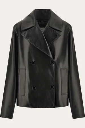 Salvatore Ferragamo Chaqueta de piel de napa Negro