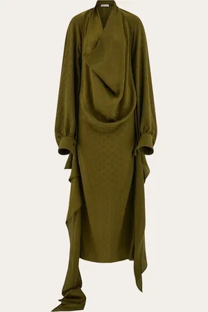 Salvatore Ferragamo Vestido largo de seda Monogram Verde