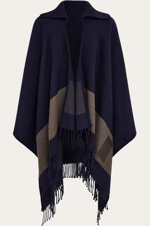 Salvatore Ferragamo Capa con flecos Azul