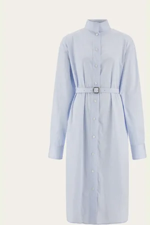 Salvatore Ferragamo Vestido camisero de cuello alto Azul