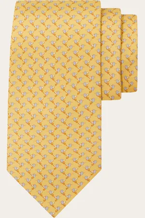 Salvatore Ferragamo Corbata de seda estampado Colibrí Amarillo