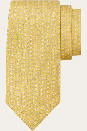 Salvatore Ferragamo Corbata de seda estampado Gancini Amarillo