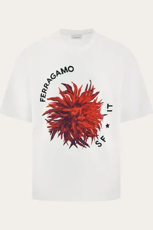 Salvatore Ferragamo Camiseta manga corta con maxi estampado Blanco