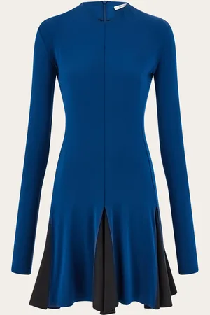 Salvatore Ferragamo Vestido skater color block Azul