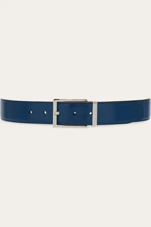 Salvatore Ferragamo Cinturón reversible y ajustable con hebilla rectangular Azul