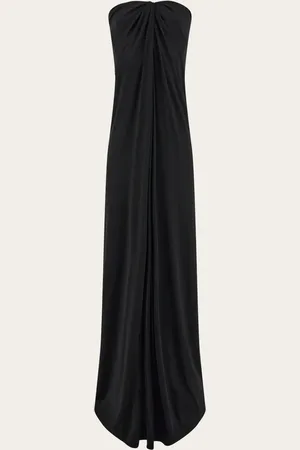 Salvatore Ferragamo Vestido largo sin tirantes Negro