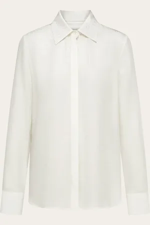 Salvatore Ferragamo Camisa de seda con Monogram Blanco