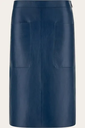 Salvatore Ferragamo Falda de piel Azul