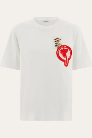 Salvatore Ferragamo Camiseta manga corta con parche Blanco