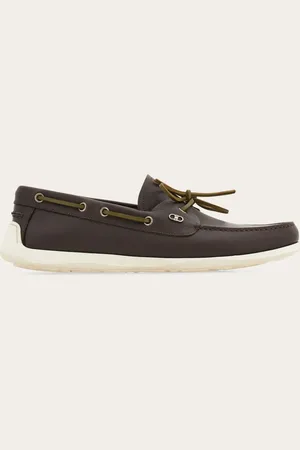 Salvatore Ferragamo Boat shoe adorno Gancini Marrón Talla 39.5