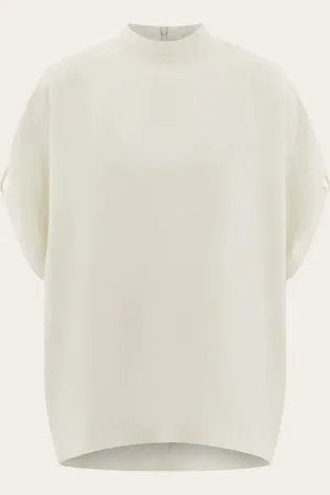 Salvatore Ferragamo Top manga corta con vuelta Blanco