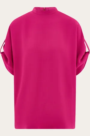 Salvatore Ferragamo Top manga corta con vuelta Rosa