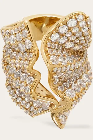 Salvatore Ferragamo Anillo Drape con cristales - Talla 50 Oro