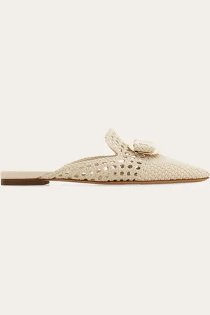 Salvatore Ferragamo Mules New Vara plate Blanco Talla 35.5