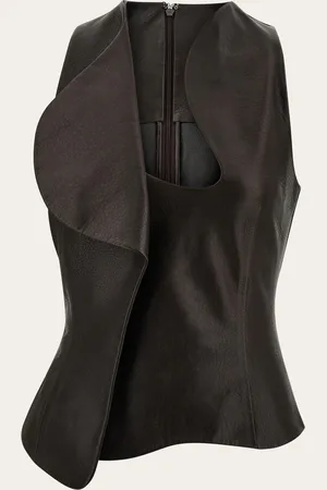 Salvatore Ferragamo Chaleco de piel Marrón