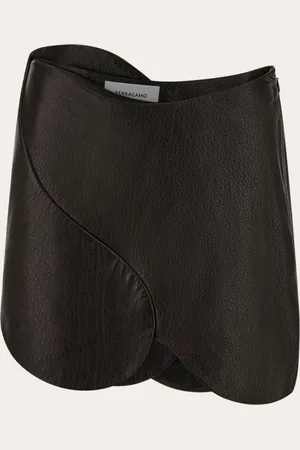 Salvatore Ferragamo Minifalda de piel Marrón