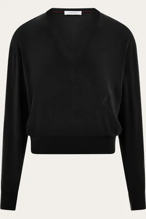 Salvatore Ferragamo Jersey con cuello de pico Negro