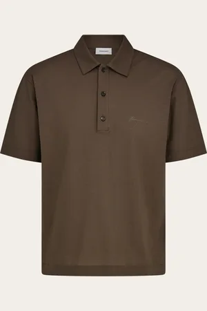 Salvatore Ferragamo Polo en voile crepé Gris