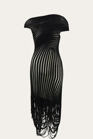 Salvatore Ferragamo Vestido escote asimétrico Negro