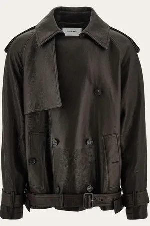 Salvatore Ferragamo Chaqueta de piel granulada Marrón