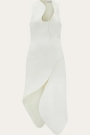 Salvatore Ferragamo Vestido perfilado asimétrico Blanco