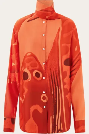 Salvatore Ferragamo Camisa con lazo Rojo
