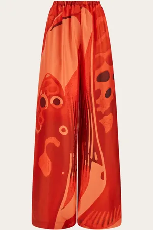 Salvatore Ferragamo Pantalones palazzo de seda Rojo