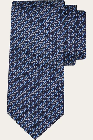 Salvatore Ferragamo Corbata de seda estampado Writer Azul