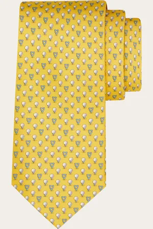Salvatore Ferragamo Corbata de seda con estampado Golf Amarillo