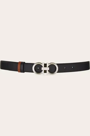 Salvatore Ferragamo Cinturón reversible y ajustable con Gancini martillado Negro