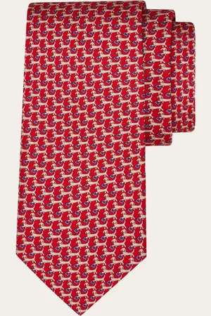 Salvatore Ferragamo Corbata de seda estampado teckel Rojo