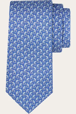 Salvatore Ferragamo Corbata de seda estampado Felino Azul