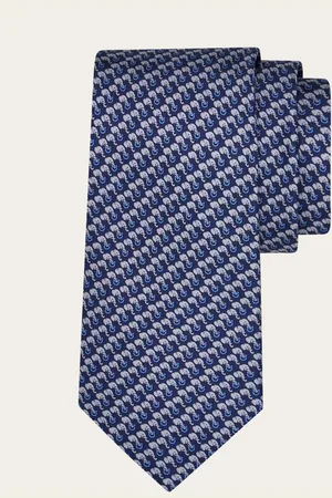 Salvatore Ferragamo Corbata de seda estampado Elefante Azul