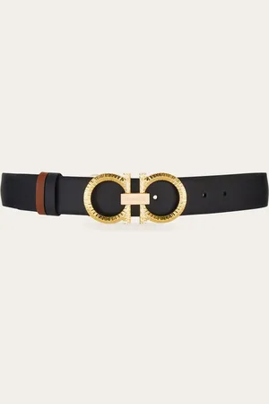 Salvatore Ferragamo Cinturón reversible y ajustable con Gancini martillado Negro