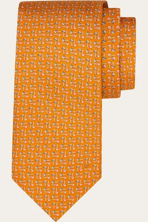 Salvatore Ferragamo Corbata de seda estampado Lollipop Anaranjado
