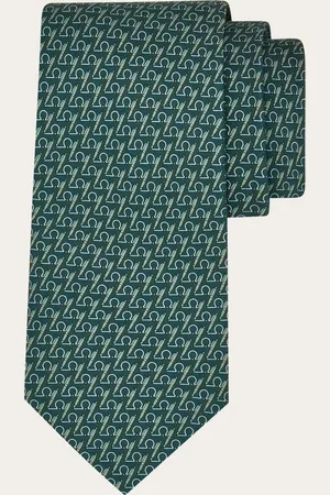 Salvatore Ferragamo Corbata de seda estampado Writer Verde